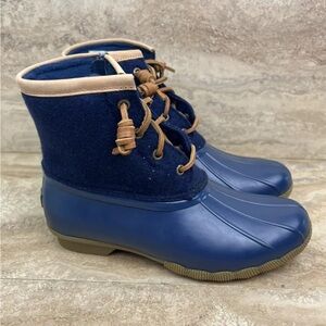 Sperry Women's Saltwater Wool Embossed Blue Duck Boot w/ Thinsulate